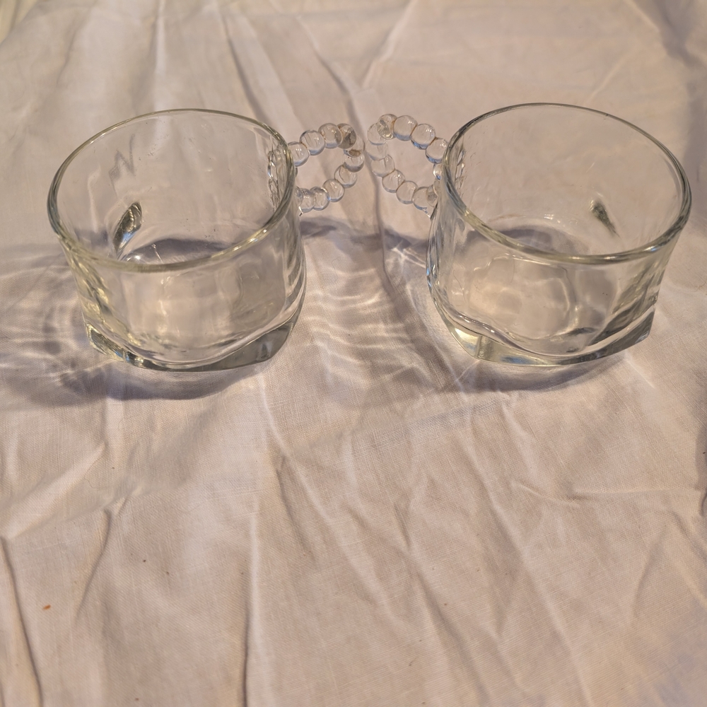 2/16$ Vintage Clear Glass Teacups Set